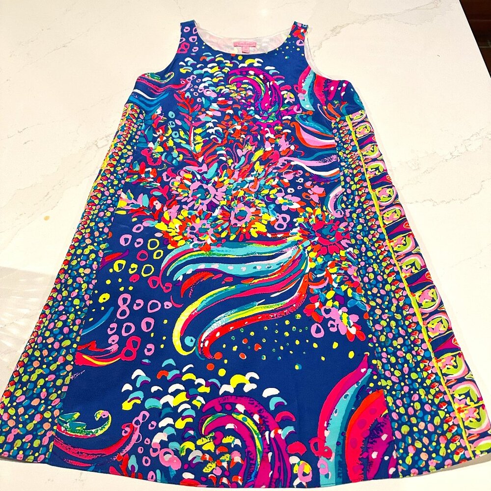 Lilly Pulitzer JACKIE Silk Shift Dress Multi Beach Loot Print XS